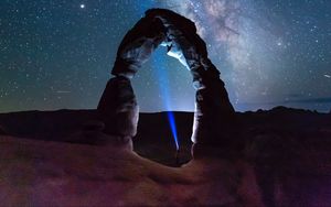 Preview wallpaper arch, stone, starry sky, night, nature