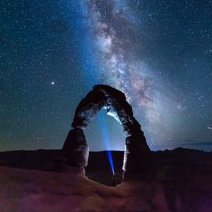 Preview wallpaper arch, stone, starry sky, night, nature