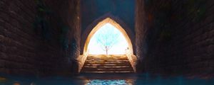 Preview wallpaper arch, tree, tunnel, water, art