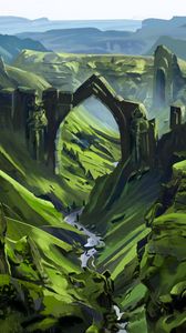 Preview wallpaper arch, valley, river, paint, art
