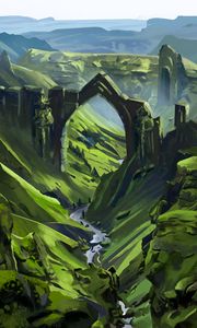 Preview wallpaper arch, valley, river, paint, art