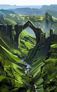 Preview wallpaper arch, valley, river, paint, art