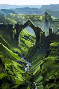 Preview wallpaper arch, valley, river, paint, art