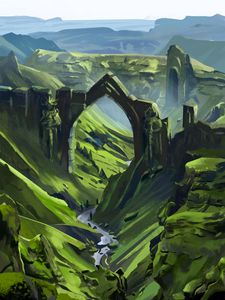 Preview wallpaper arch, valley, river, paint, art