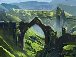 Preview wallpaper arch, valley, river, paint, art