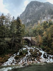 Preview wallpaper arch, waterfall, rocks, stones, trees