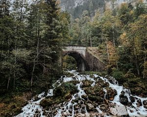 Preview wallpaper arch, waterfall, rocks, stones, trees