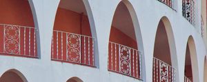 Preview wallpaper arches, balconies, building, white