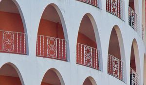 Preview wallpaper arches, balconies, building, white