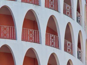 Preview wallpaper arches, balconies, building, white