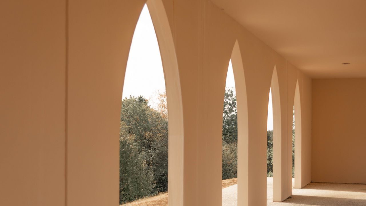 Wallpaper arches, building, architecture, rays, light