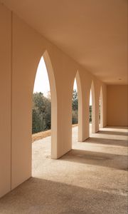 Preview wallpaper arches, building, architecture, rays, light