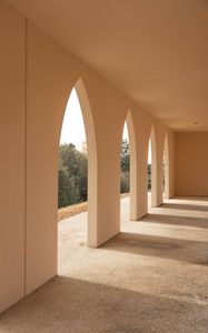 Preview wallpaper arches, building, architecture, rays, light