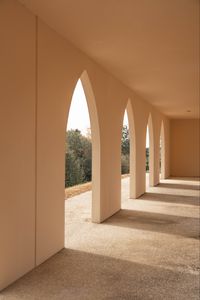 Preview wallpaper arches, building, architecture, rays, light
