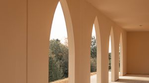 Preview wallpaper arches, building, architecture, rays, light