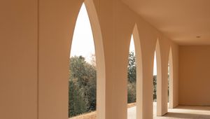 Preview wallpaper arches, building, architecture, rays, light