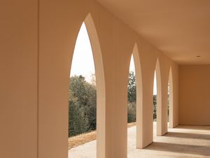 Preview wallpaper arches, building, architecture, rays, light