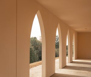 Preview wallpaper arches, building, architecture, rays, light