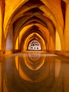 Preview wallpaper arches, building, light, architecture, reflection