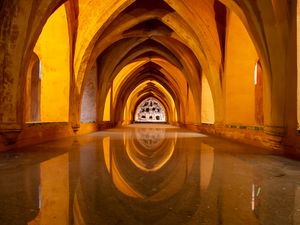 Preview wallpaper arches, building, light, architecture, reflection