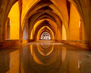 Preview wallpaper arches, building, light, architecture, reflection