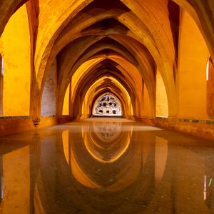 Preview wallpaper arches, building, light, architecture, reflection