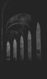 Preview wallpaper arches, lonely, bw, loneliness