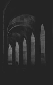 Preview wallpaper arches, lonely, bw, loneliness