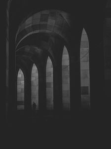 Preview wallpaper arches, lonely, bw, loneliness