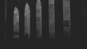 Preview wallpaper arches, lonely, bw, loneliness