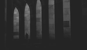 Preview wallpaper arches, lonely, bw, loneliness