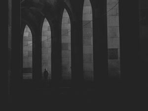 Preview wallpaper arches, lonely, bw, loneliness