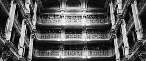 Preview wallpaper architecture, balconies, columns, bw