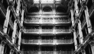 Preview wallpaper architecture, balconies, columns, bw