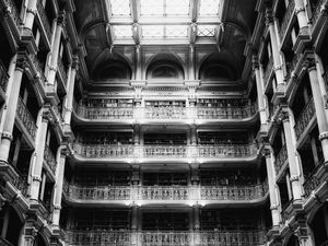 Preview wallpaper architecture, balconies, columns, bw