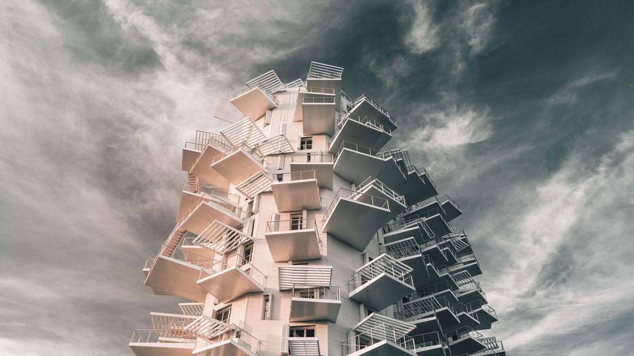 Wallpaper architecture, building, clouds, facade, design