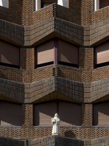 Preview wallpaper architecture, building, facade, brick, pattern, symmetry