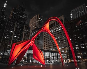 Preview wallpaper architecture, buildings, night city, lights, glow