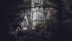 Preview wallpaper architecture, castle, forest, branches