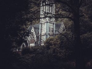 Preview wallpaper architecture, castle, forest, branches