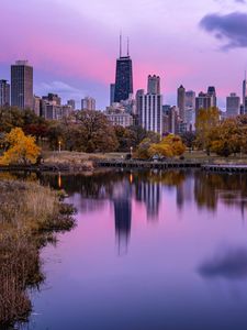 Preview wallpaper architecture, city, buildings, river, usa