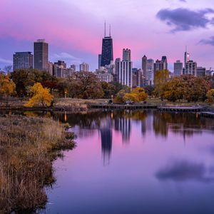 Preview wallpaper architecture, city, buildings, river, usa