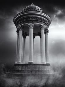 Preview wallpaper architecture, construction, bw, columns, dome, gray