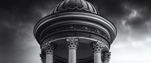 Preview wallpaper architecture, construction, bw, columns, dome, gray