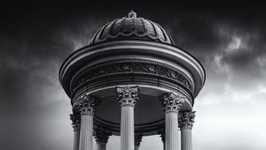 Preview wallpaper architecture, construction, bw, columns, dome, gray