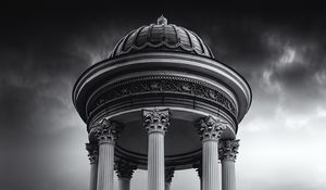 Preview wallpaper architecture, construction, bw, columns, dome, gray