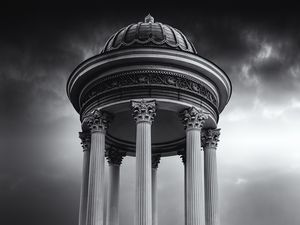 Preview wallpaper architecture, construction, bw, columns, dome, gray