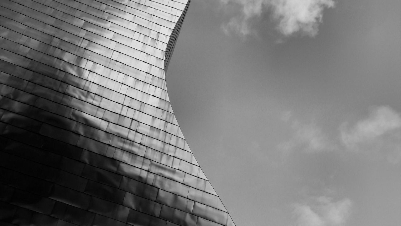 Wallpaper architecture, facade, bw, building, minimalism, sky