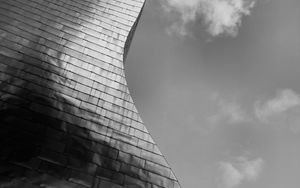 Preview wallpaper architecture, facade, bw, building, minimalism, sky