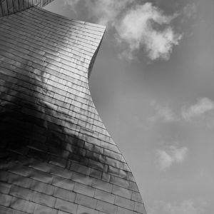 Preview wallpaper architecture, facade, bw, building, minimalism, sky